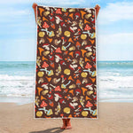 Cartoon Mushroom Pattern Print Beach Towel
