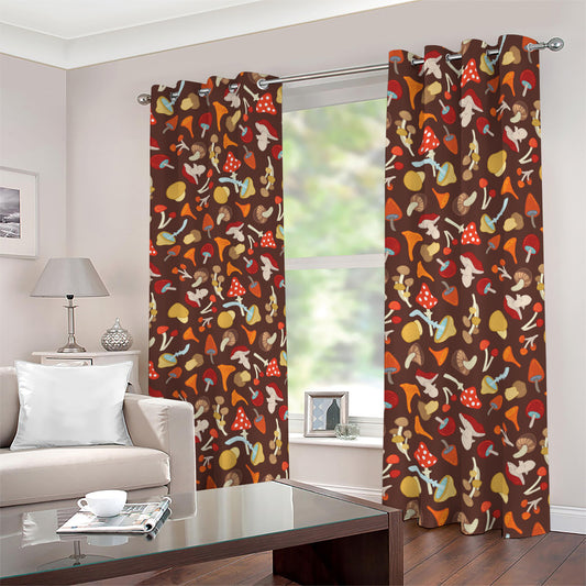 Cartoon Mushroom Pattern Print Blackout Grommet Curtains