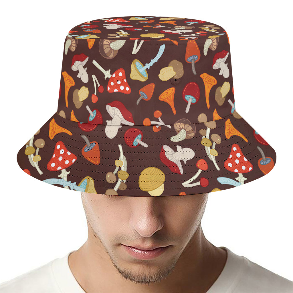 Cartoon Mushroom Pattern Print Bucket Hat