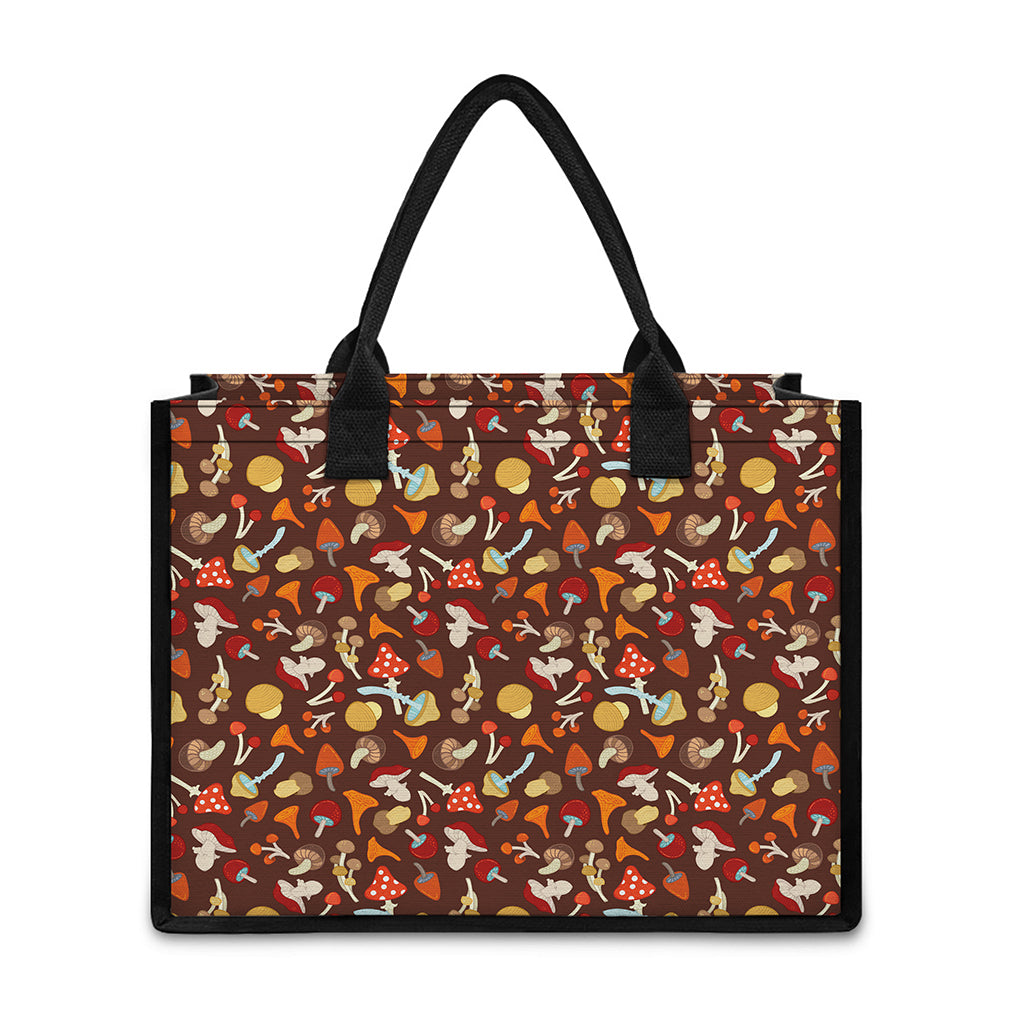 Cartoon Mushroom Pattern Print Canvas Tote Bag