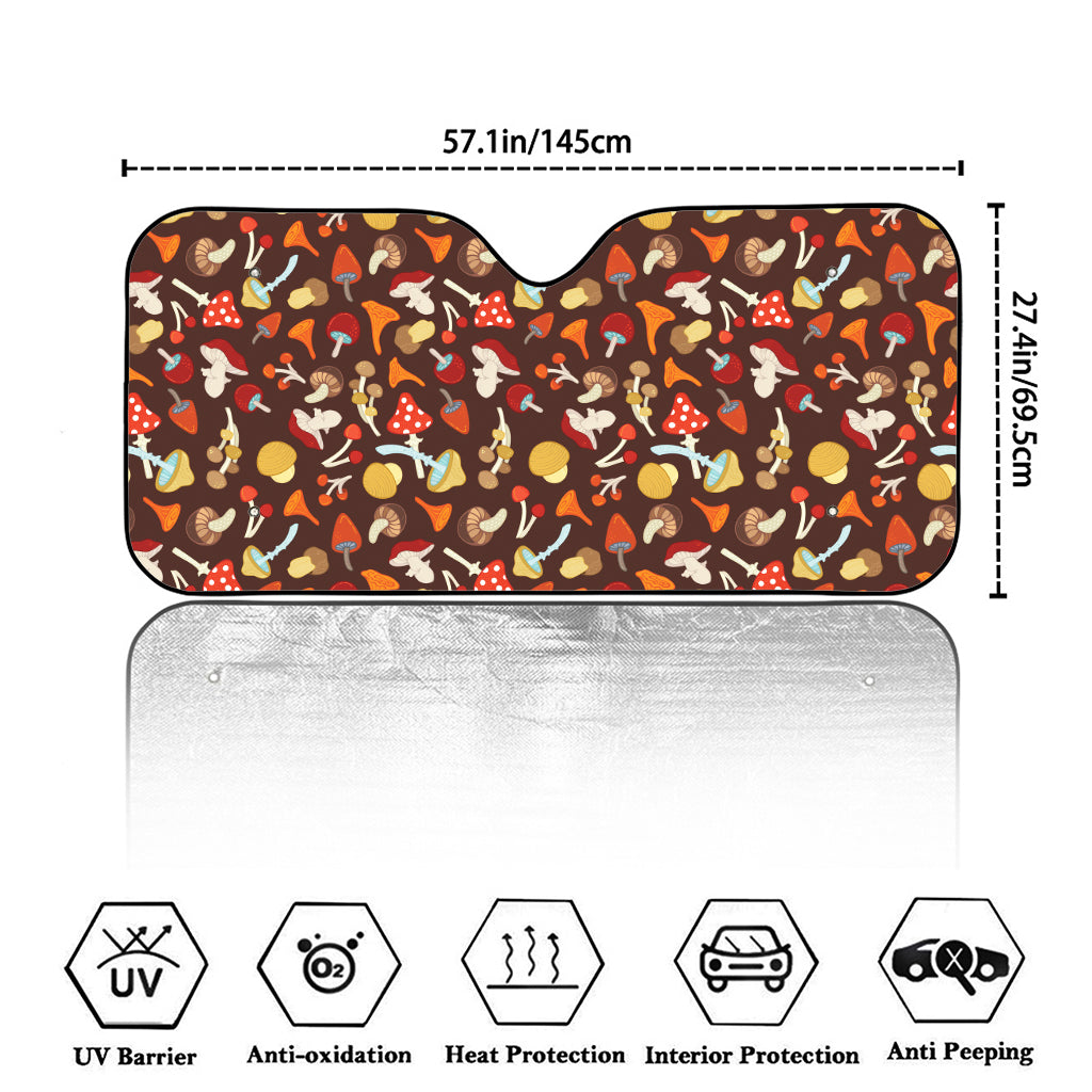 Cartoon Mushroom Pattern Print Car Windshield Sun Shade