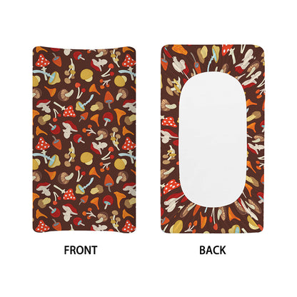 Cartoon Mushroom Pattern Print Changing Pad Cover