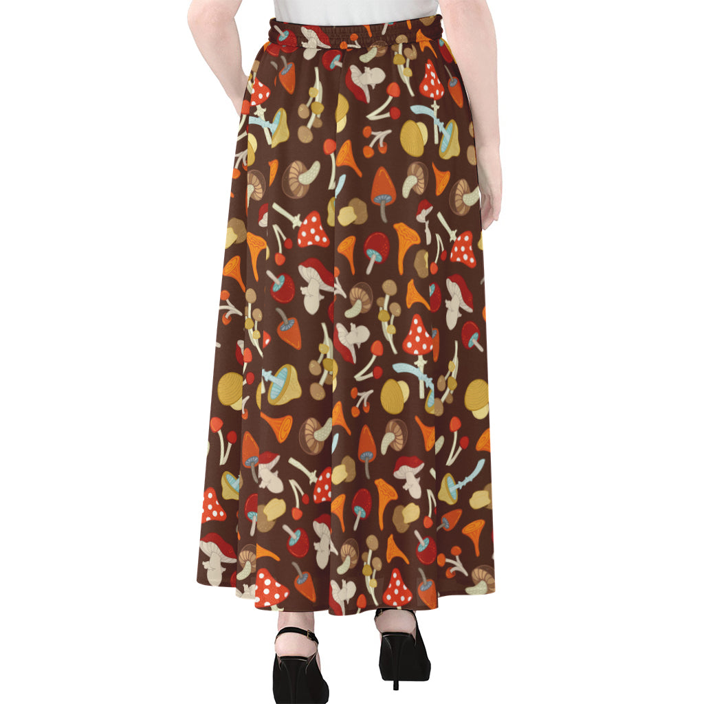 Cartoon Mushroom Pattern Print Chiffon Maxi Skirt