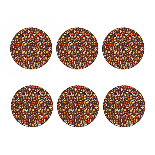Cartoon Mushroom Pattern Print Coaster Set