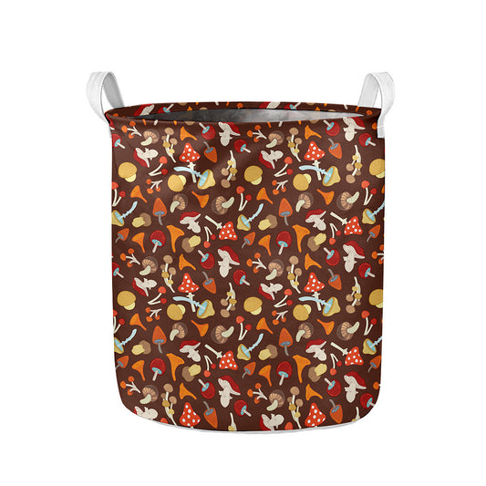 Cartoon Mushroom Pattern Print Collapsible Laundry Basket