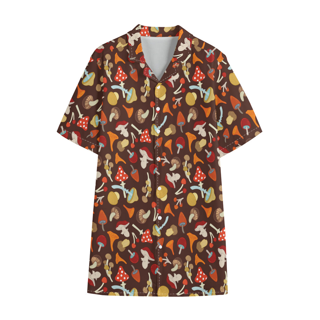Cartoon Mushroom Pattern Print Cotton Hawaiian Shirt