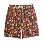 Cartoon Mushroom Pattern Print Cotton Shorts