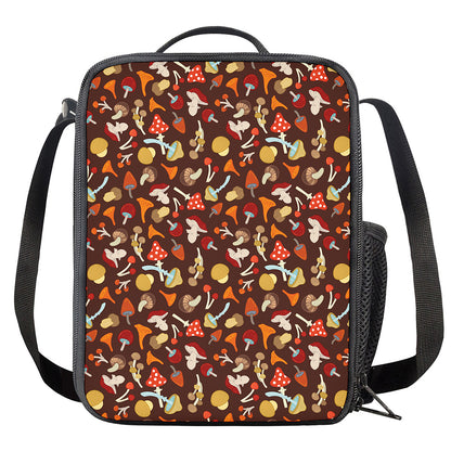 Cartoon Mushroom Pattern Print Crossbody Lunch Bag