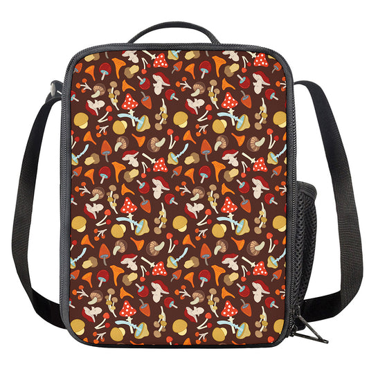 Cartoon Mushroom Pattern Print Crossbody Lunch Bag