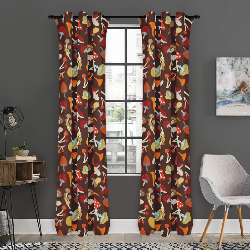 Cartoon Mushroom Pattern Print Curtain