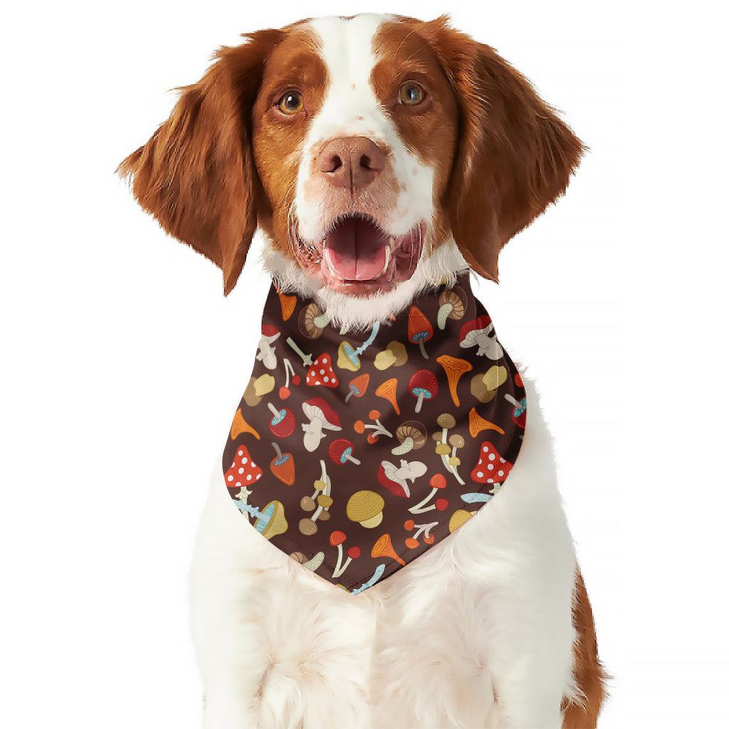 Cartoon Mushroom Pattern Print Dog Bandana