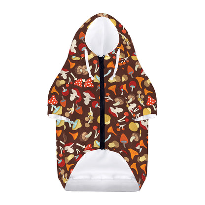Cartoon Mushroom Pattern Print Dog Zip Up Hoodie