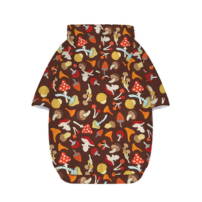 Cartoon Mushroom Pattern Print Dog Zip Up Hoodie