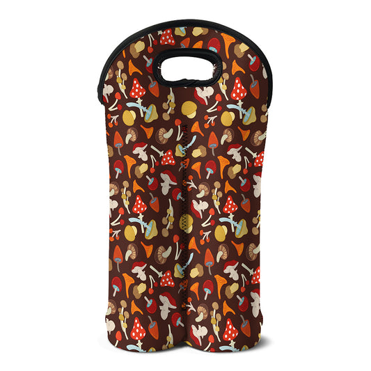 Cartoon Mushroom Pattern Print Double Neoprene Wine Tote