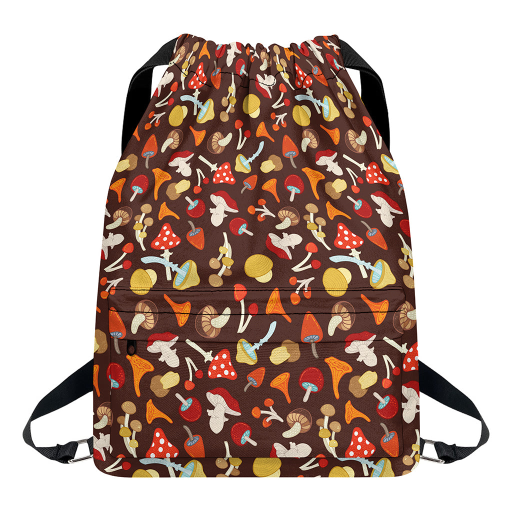 Cartoon Mushroom Pattern Print Drawstring Backpack