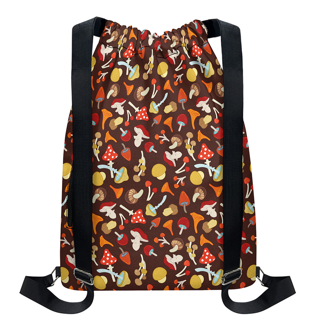 Cartoon Mushroom Pattern Print Drawstring Backpack