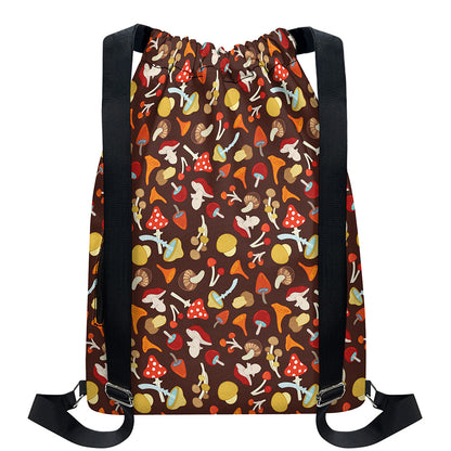 Cartoon Mushroom Pattern Print Drawstring Backpack