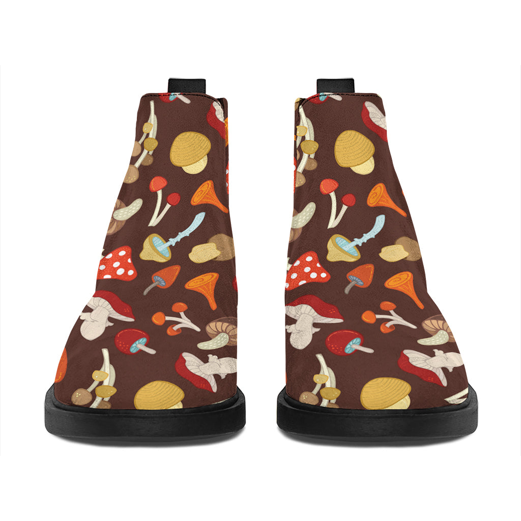 Cartoon Mushroom Pattern Print Flat Ankle Boots