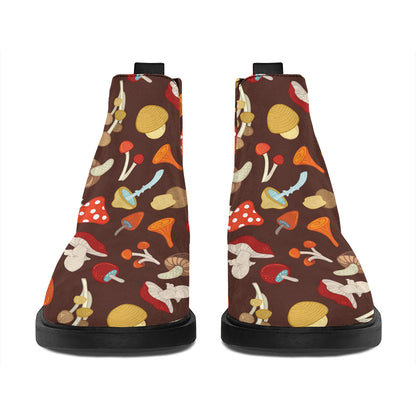 Cartoon Mushroom Pattern Print Flat Ankle Boots