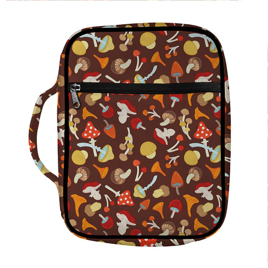 Cartoon Mushroom Pattern Print Front Pocket Bible Bag