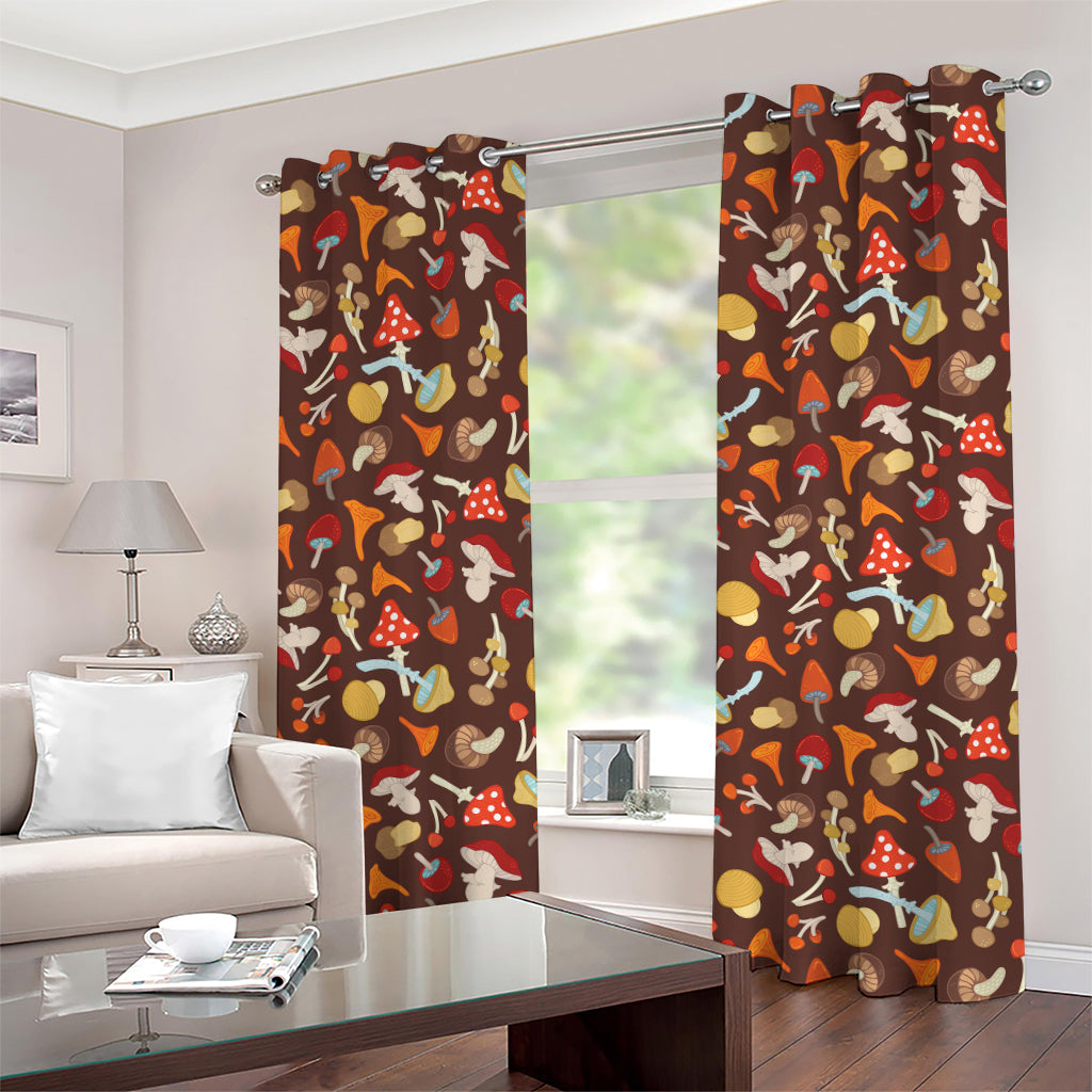 Cartoon Mushroom Pattern Print Grommet Curtains