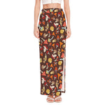 Cartoon Mushroom Pattern Print High Slit Maxi Skirt