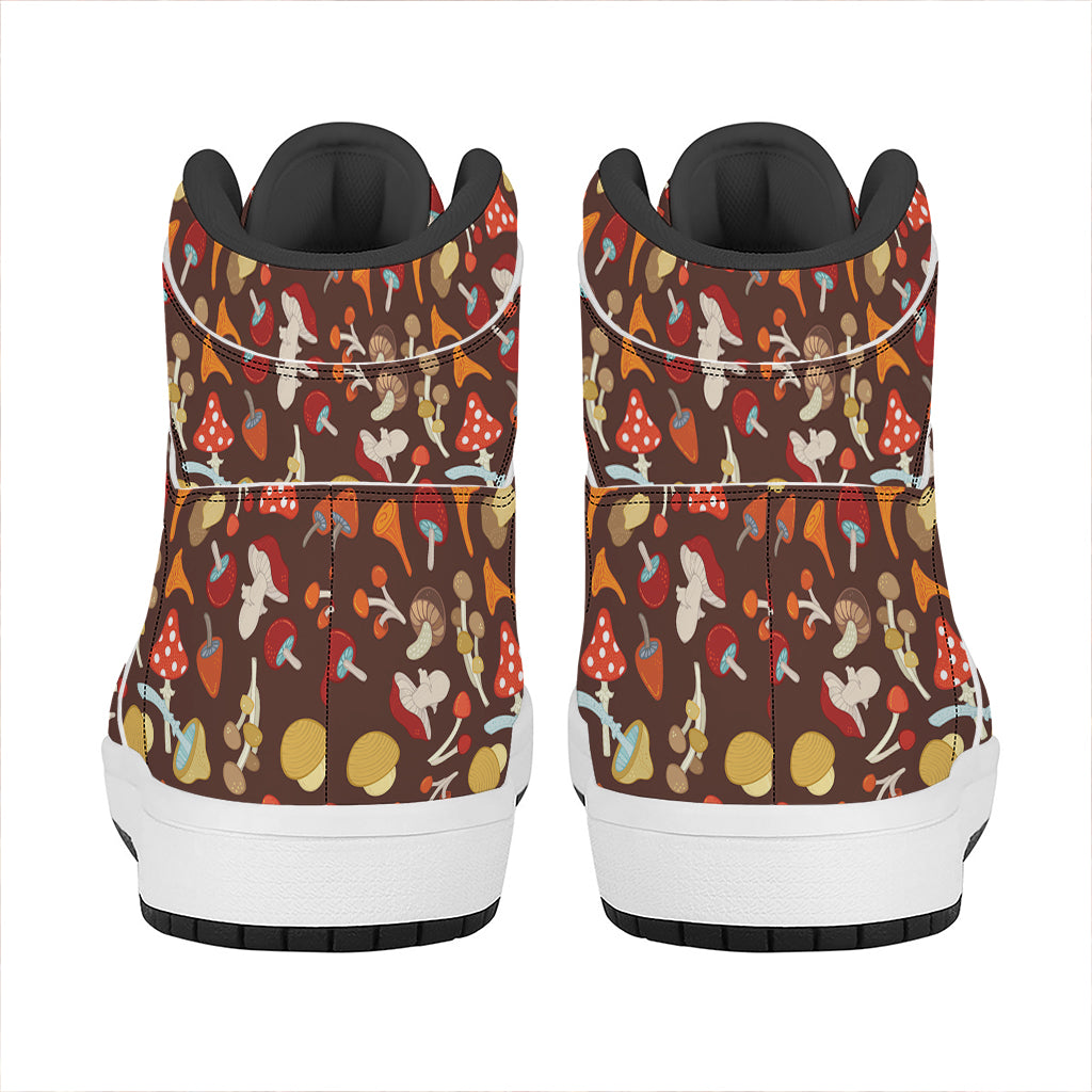 Cartoon Mushroom Pattern Print High Top Leather Sneakers