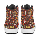 Cartoon Mushroom Pattern Print High Top Leather Sneakers