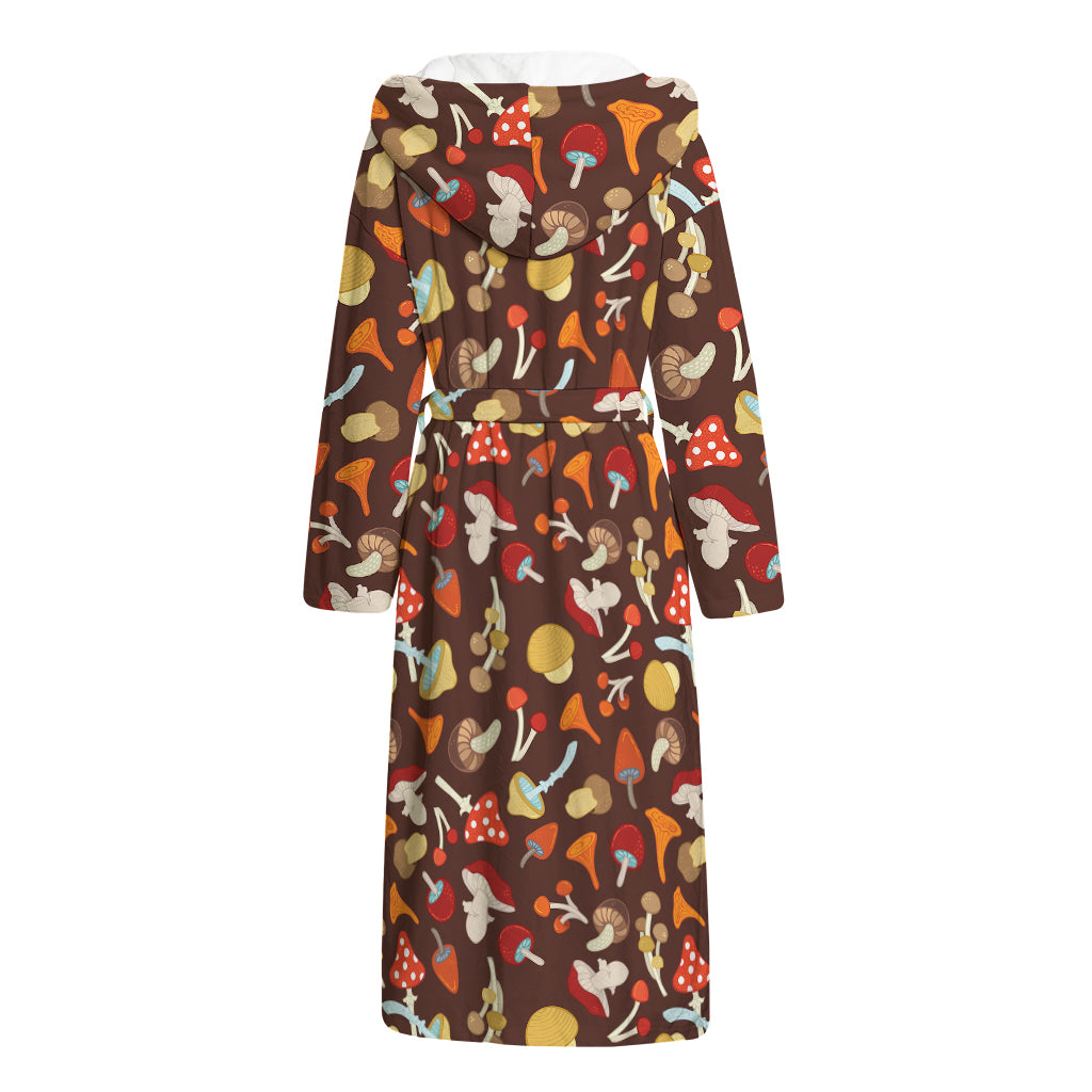 Cartoon Mushroom Pattern Print Hooded Bathrobe