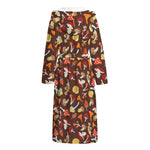 Cartoon Mushroom Pattern Print Hooded Bathrobe