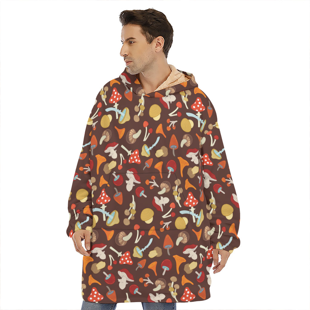 Cartoon Mushroom Pattern Print Hoodie Blanket