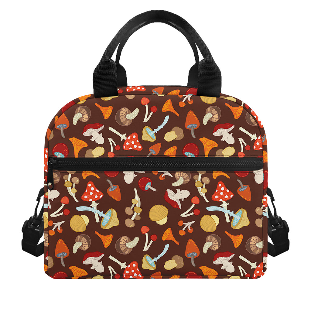 Cartoon Mushroom Pattern Print Insulated Lunch Bag