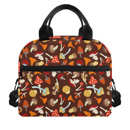 Cartoon Mushroom Pattern Print Insulated Lunch Bag