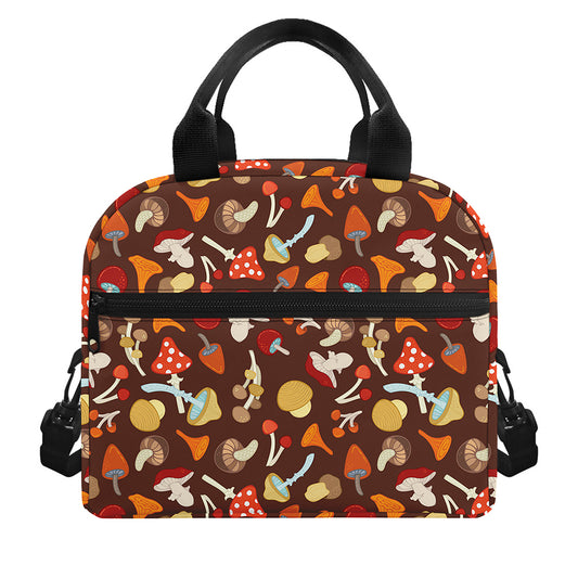 Cartoon Mushroom Pattern Print Insulated Lunch Bag