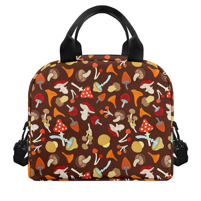 Cartoon Mushroom Pattern Print Insulated Lunch Bag