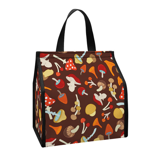 Cartoon Mushroom Pattern Print Insulated Lunch Tote