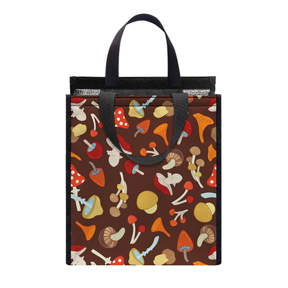 Cartoon Mushroom Pattern Print Insulated Lunch Tote