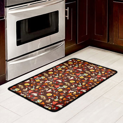 Cartoon Mushroom Pattern Print Kitchen Mat