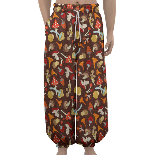 Cartoon Mushroom Pattern Print Lantern Pants