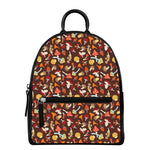 Cartoon Mushroom Pattern Print Leather Backpack