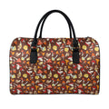 Cartoon Mushroom Pattern Print Leather Duffel Bag