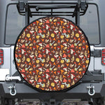 Cartoon Mushroom Pattern Print Leather Spare Tire Cover