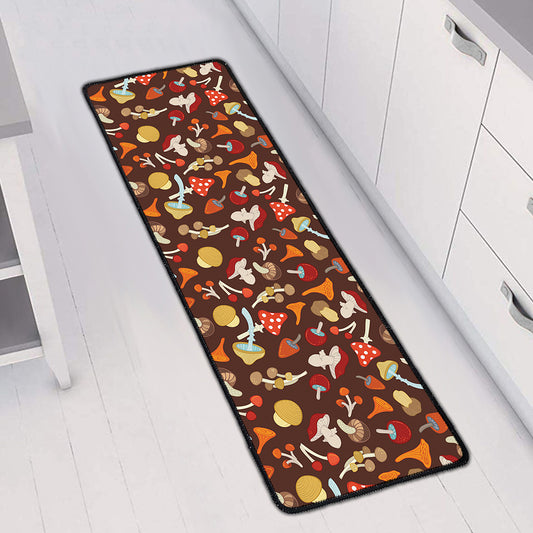 Cartoon Mushroom Pattern Print Long Kitchen Mat