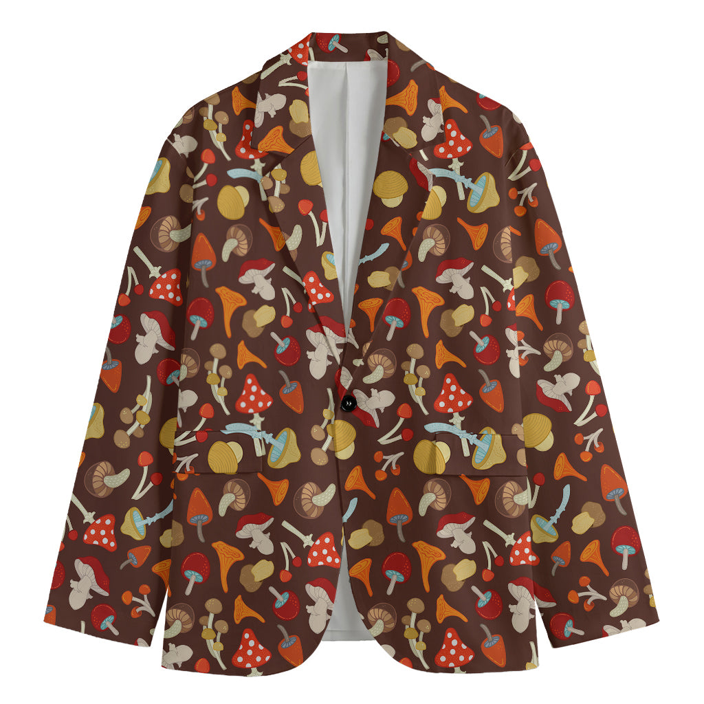 Cartoon Mushroom Pattern Print Men's Blazer