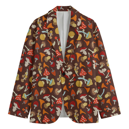Cartoon Mushroom Pattern Print Men's Blazer
