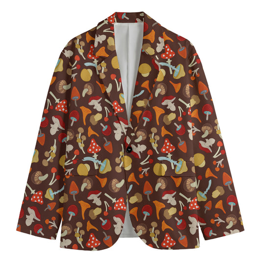 Cartoon Mushroom Pattern Print Men's Blazer