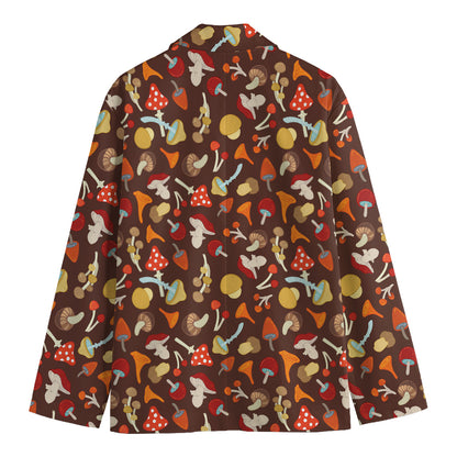 Cartoon Mushroom Pattern Print Men's Blazer