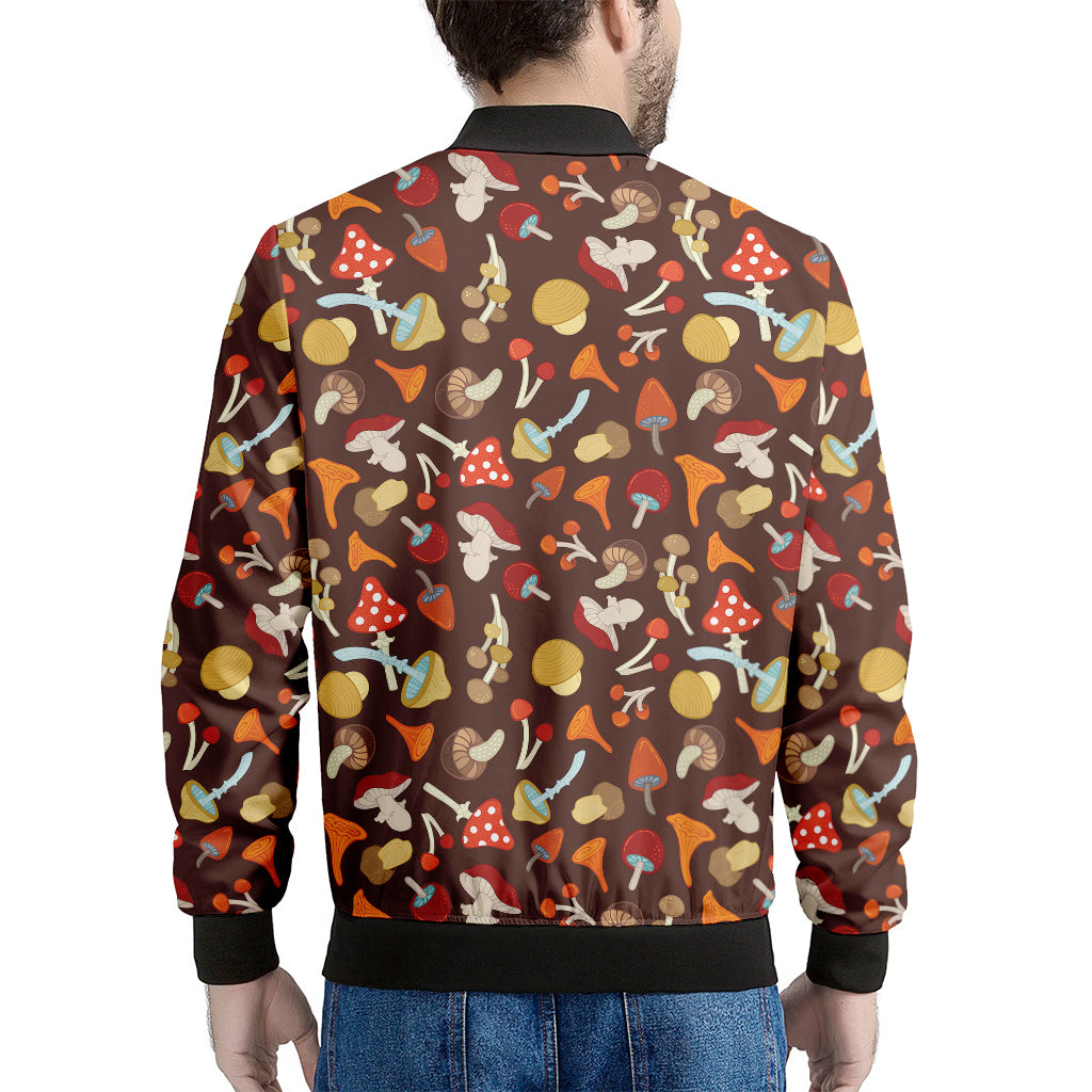 Cartoon Mushroom Pattern Print Men's Bomber Jacket