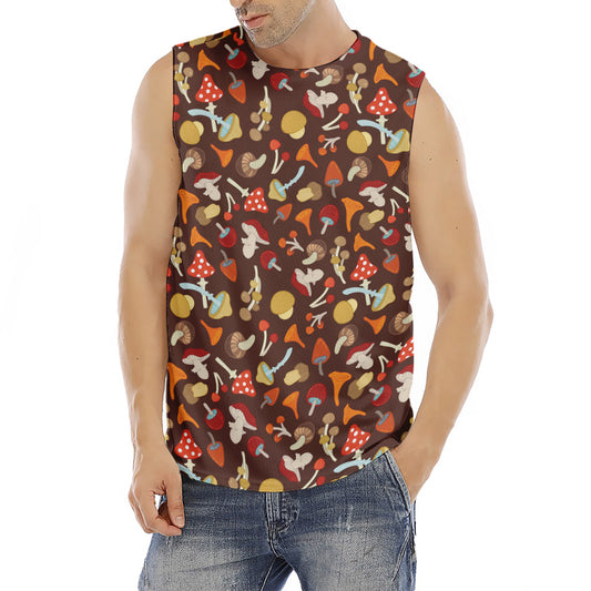 Cartoon Mushroom Pattern Print Men's Fitness Tank Top