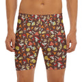 Cartoon Mushroom Pattern Print Men's Long Boxer Briefs